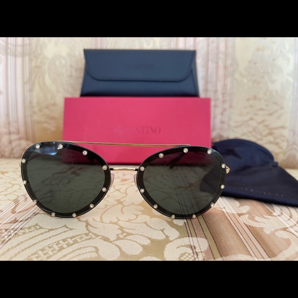 Valentino Swarovski Crystal Embellished Sunglasses - Picture 1 of 5